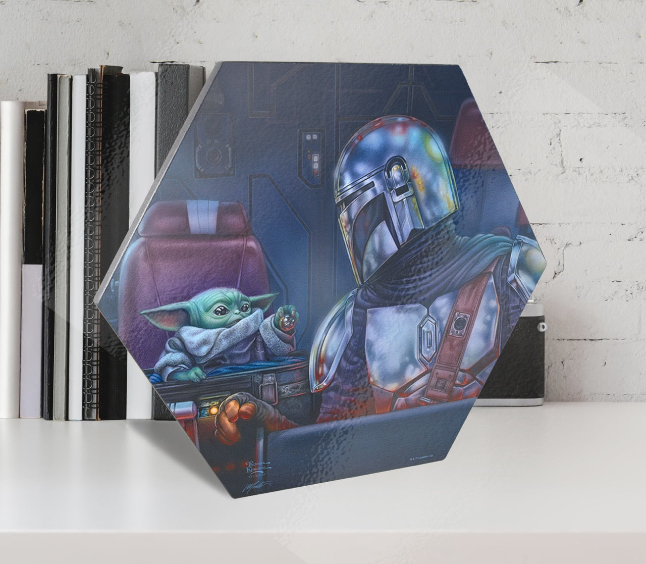 Star Wars (The Mandalorian  Two for the Road) KNEXAGON® Wood Print WPHEX2096